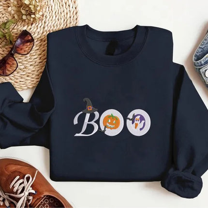 Halloween Cookies Embroidered Sweatshirt, Boo Ghost Halloween Jumper, Halloween Gifts