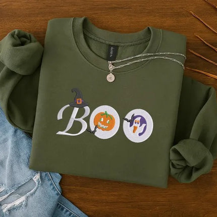 Halloween Cookies Embroidered Sweatshirt, Boo Ghost Halloween Jumper, Halloween Gifts