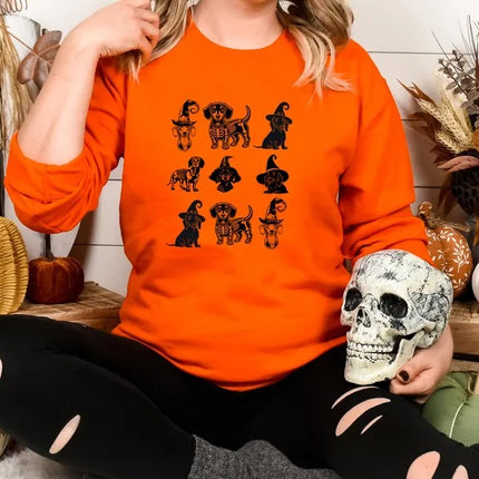 Halloween Dachshund Dog Sweatshirt – Dog Lovers Crewneck Jumper, Spooky Season Gifts