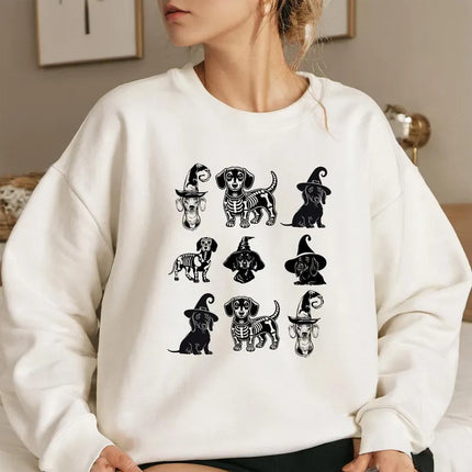 Halloween Dachshund Dog Sweatshirt – Dog Lovers Crewneck Jumper, Spooky Season Gifts