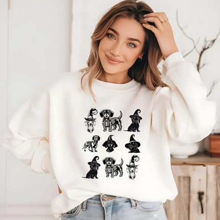 Halloween Dachshund Dog Sweatshirt – Dog Lovers Crewneck Jumper, Spooky Season Gifts