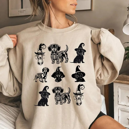 Halloween Dachshund Dog Sweatshirt – Dog Lovers Crewneck Jumper, Spooky Season Gifts
