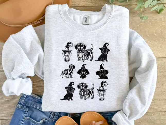 Halloween Dachshund Dog Sweatshirt – Dog Lovers Crewneck Jumper, Spooky Season Gifts