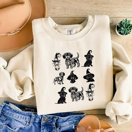 Halloween Dachshund Dog Sweatshirt – Dog Lovers Crewneck Jumper, Spooky Season Gifts