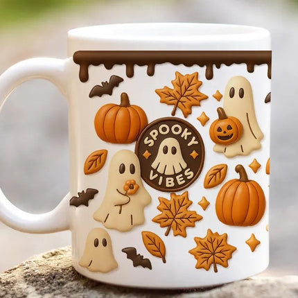 Halloween Spooky Vibes Coffee Mug, Autumn Season Coffee Mug, Coffee Lovers Gift