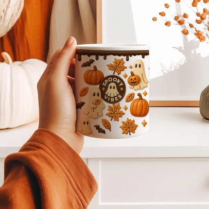 Halloween Spooky Vibes Coffee Mug, Autumn Season Coffee Mug, Coffee Lovers Gift