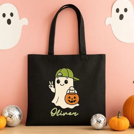 Personalised Kids Names Tote Bag, Trick or Treat Boys & Girls Bag, Halloween Gifts