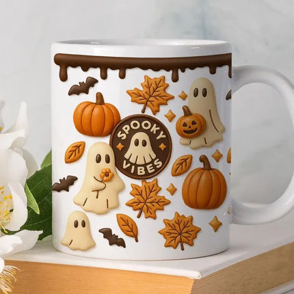 Halloween Spooky Vibes Coffee Mug, Autumn Season Coffee Mug, Coffee Lovers Gift
