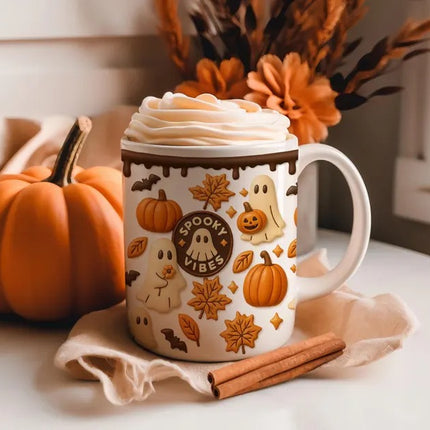 Halloween Spooky Vibes Coffee Mug, Autumn Season Coffee Mug, Coffee Lovers Gift