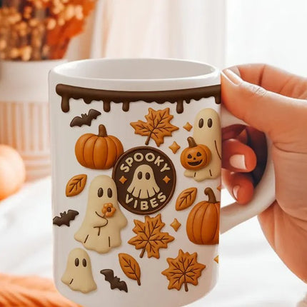 Halloween Spooky Vibes Coffee Mug, Autumn Season Coffee Mug, Coffee Lovers Gift