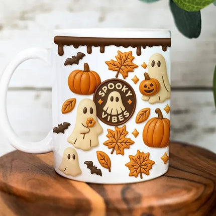 Halloween Spooky Vibes Coffee Mug, Autumn Season Coffee Mug, Coffee Lovers Gift