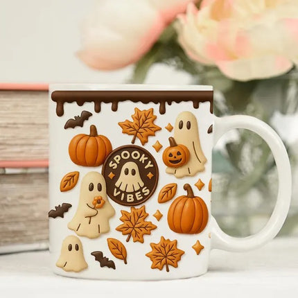 Halloween Spooky Vibes Coffee Mug, Autumn Season Coffee Mug, Coffee Lovers Gift