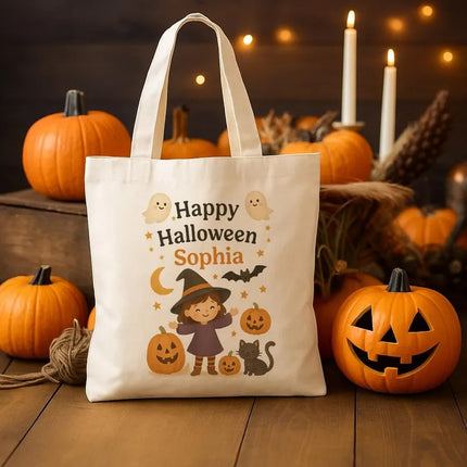 Personalised Halloween Gift Bag, Custom Name Trick or Treat Bag for Kids
