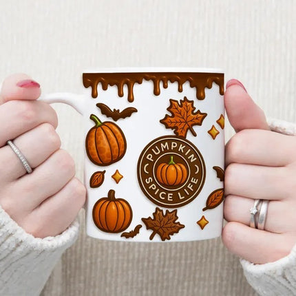 Pumpkin Spice Life Mug, Spooky Vibes Autumn Printed Coffee Cup, Pumpkin Lover Gift
