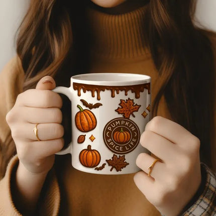 Pumpkin Spice Life Mug, Spooky Vibes Autumn Printed Coffee Cup, Pumpkin Lover Gift