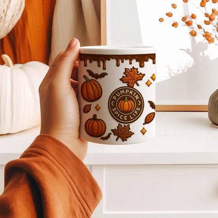 Pumpkin Spice Life Mug, Spooky Vibes Autumn Printed Coffee Cup, Pumpkin Lover Gift
