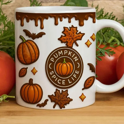 Pumpkin Spice Life Mug, Spooky Vibes Autumn Printed Coffee Cup, Pumpkin Lover Gift