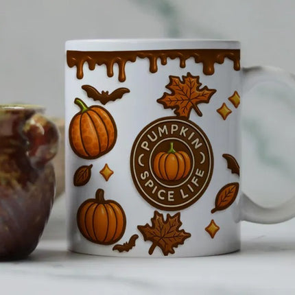 Pumpkin Spice Life Mug, Spooky Vibes Autumn Printed Coffee Cup, Pumpkin Lover Gift