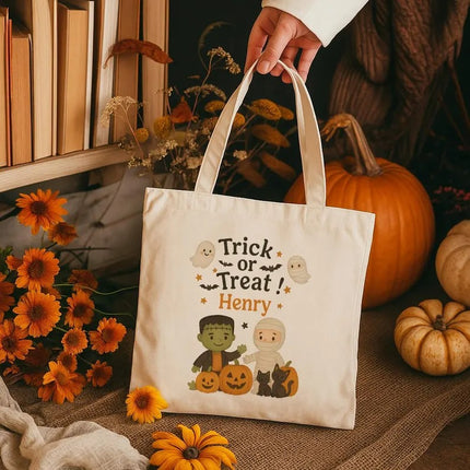 Personalised Halloween Gift Bag, Custom Name Trick or Treat Bag for Kids