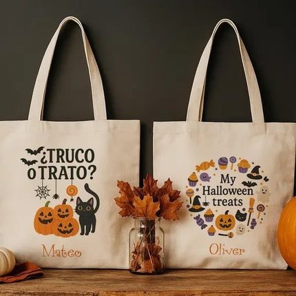 Halloween Trick or Treat Bags, Halloween Candy Bag for Kids, Spooky Pumpkin Totes