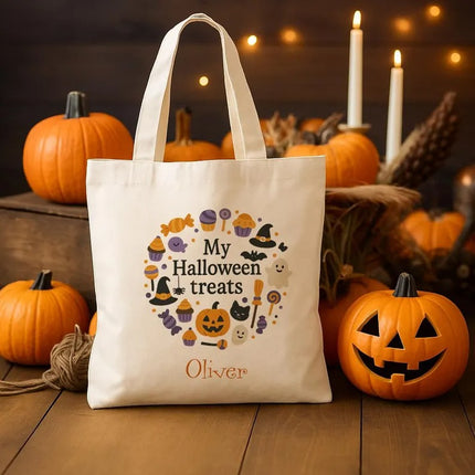 Halloween Trick or Treat Bags, Halloween Candy Bag for Kids, Spooky Pumpkin Totes