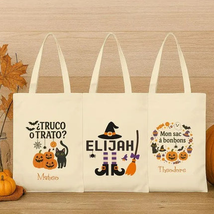 Halloween Trick or Treat Bags, Halloween Candy Bag for Kids, Spooky Pumpkin Totes