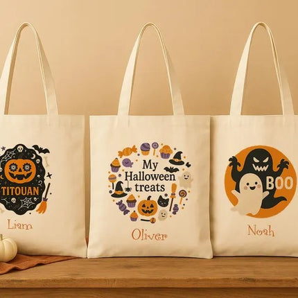 Halloween Trick or Treat Bags, Halloween Candy Bag for Kids, Spooky Pumpkin Totes