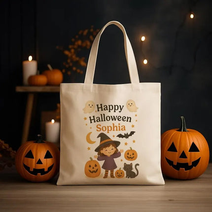 Personalised Halloween Gift Bag, Custom Name Trick or Treat Bag for Kids