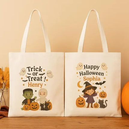 Personalised Halloween Gift Bag, Custom Name Trick or Treat Bag for Kids