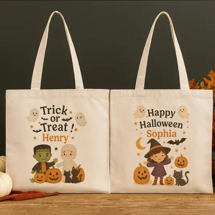 Personalised Halloween Gift Bag, Custom Name Trick or Treat Bag for Kids