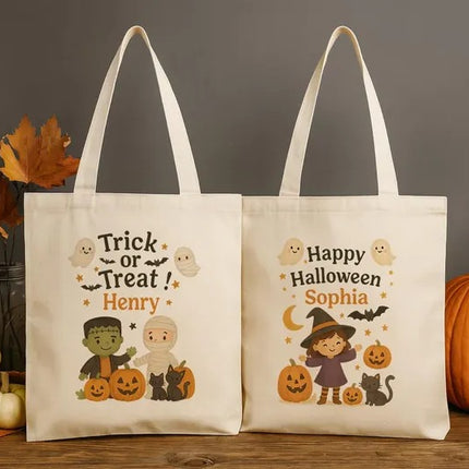 Personalised Halloween Gift Bag, Custom Name Trick or Treat Bag for Kids