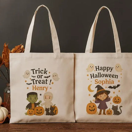 Personalised Halloween Gift Bag, Custom Name Trick or Treat Bag for Kids