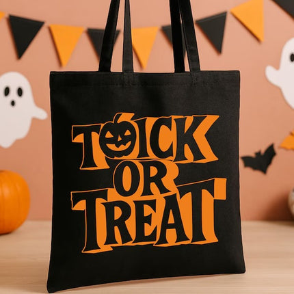 Personalised Trick or Treat Halloween Tote Bag, Halloween Bag Gifts for Her, Spooky Totes