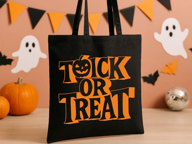 Personalised Trick or Treat Halloween Tote Bag, Halloween Bag Gifts for Her, Spooky Totes