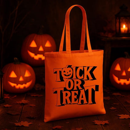 Personalised Trick or Treat Halloween Tote Bag, Halloween Bag Gifts for Her, Spooky Totes