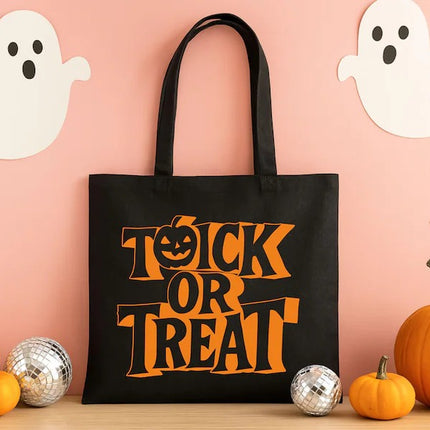 Personalised Trick or Treat Halloween Tote Bag, Halloween Bag Gifts for Her, Spooky Totes