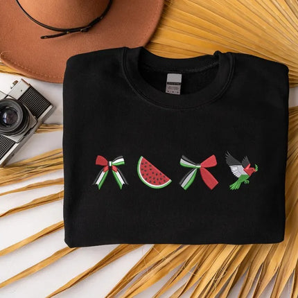 Palestine Embroidered Sweatshirt, Gaza Crewneck Jumper, Free Palestine Gaza March Outfits, Human Rights Gift, Palestine Support Muslims Gift