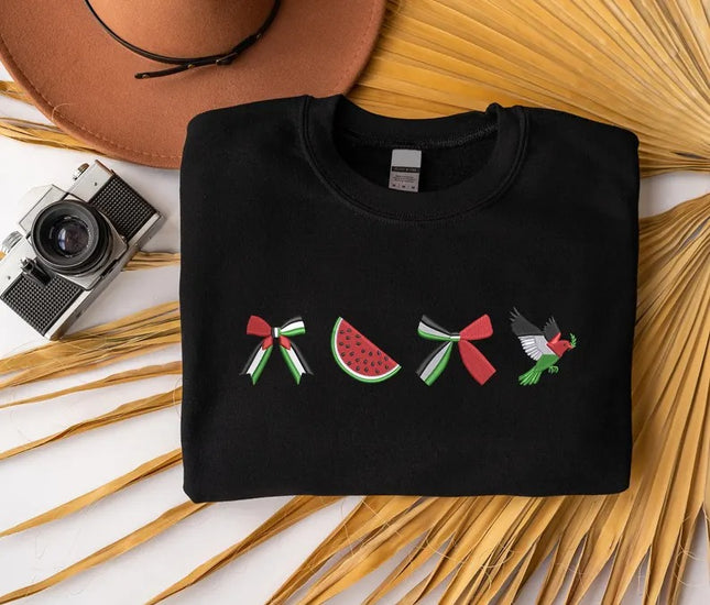 Palestine Embroidered Sweatshirt, Gaza Crewneck Jumper, Free Palestine Gaza March Outfits, Human Rights Gift, Palestine Support Muslims Gift