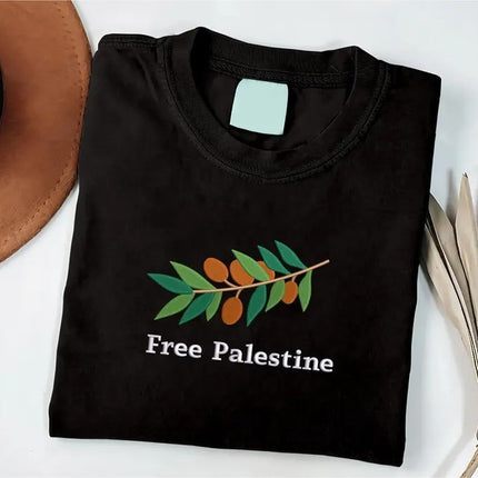 Embroidered Palestine Tshirt, Love Palestinian Shirt, Palestine Olives Tee Tops