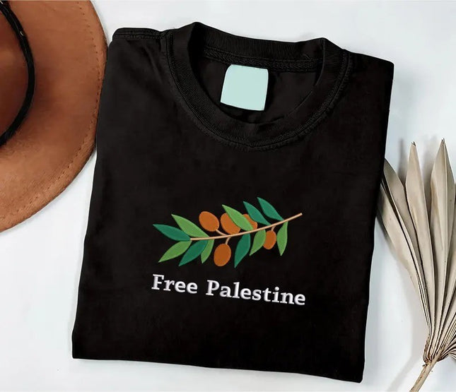 Embroidered Palestine Tshirt, Love Palestinian Shirt, Palestine Olives Tee Tops