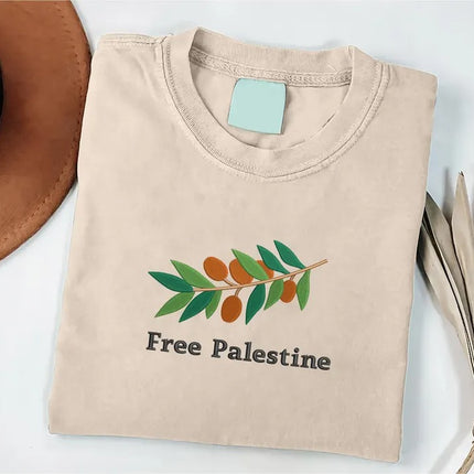 Embroidered Palestine Tshirt, Love Palestinian Shirt, Palestine Olives Tee Tops