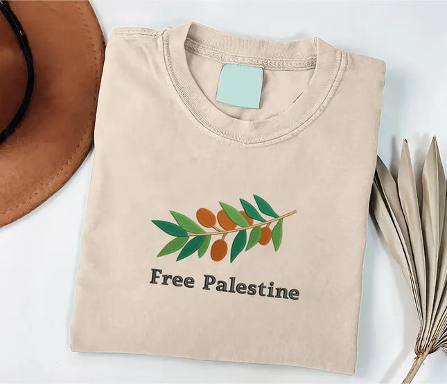 Embroidered Palestine Tshirt, Love Palestinian Shirt, Palestine Olives Tee Tops, Gaza Tee Shirt, Palestinian Fruits Outfits, Palestine Gifts