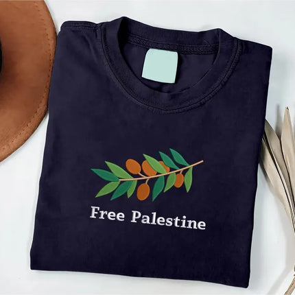 Embroidered Palestine Tshirt, Love Palestinian Shirt, Palestine Olives Tee Tops