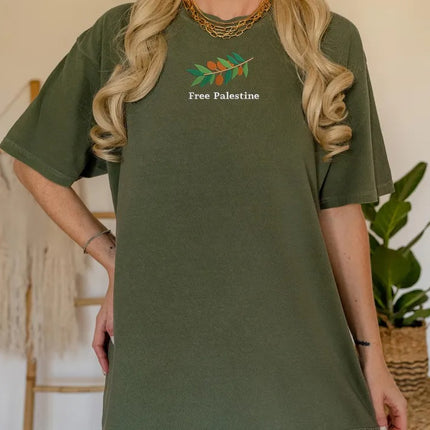 Embroidered Palestine Tshirt, Love Palestinian Shirt, Palestine Olives Tee Tops