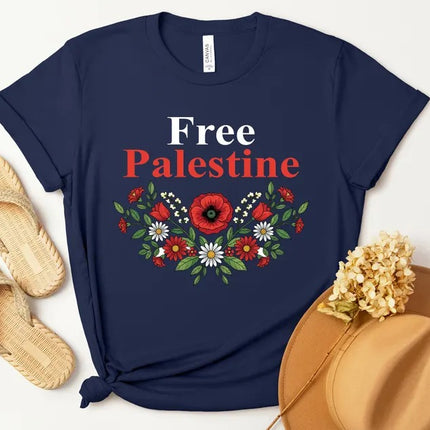 Palestine Floral T-Shirt, Palestine Rose Flowers Crewneck Tees, Human Rights Gifts