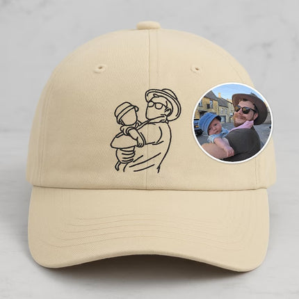 Personalised Couple Portrait Hat, Embroidered Sketch from Photo Cap, Gift for Him Her