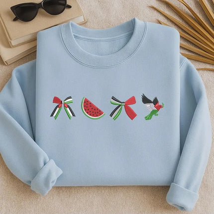 Palestine Embroidered Sweatshirt, Gaza Crewneck Jumper, Free Palestine Gaza March Outfits, Human Rights Gift, Palestine Support Muslims Gift