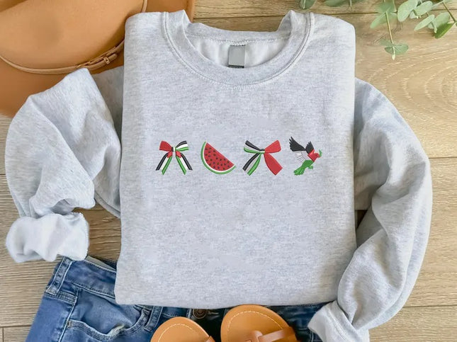 Palestine Embroidered Sweatshirt, Gaza Crewneck Jumper, Free Palestine Gaza March Outfits, Human Rights Gift, Palestine Support Muslims Gift