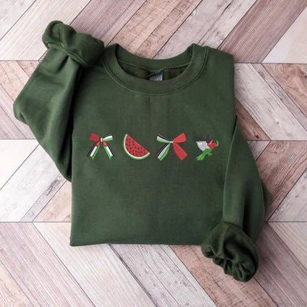 Palestine Embroidered Sweatshirt, Gaza Crewneck Jumper, Free Palestine Gaza March Outfits, Human Rights Gift, Palestine Support Muslims Gift