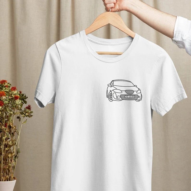 Custom Embroidered Car Outline Shirt, Personalised Car Portrait from Photo T-Shirt, Car Line Art Embroidery Comfy Tees, Gift for Car Lovers